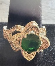 Green/Clear Stone Ring Size 8.5