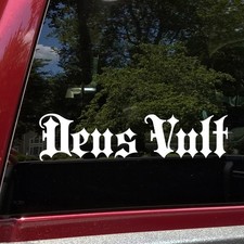 Deus Vult God Wills It Medieval Script Sticker Decal Vinyl Christianity Roman