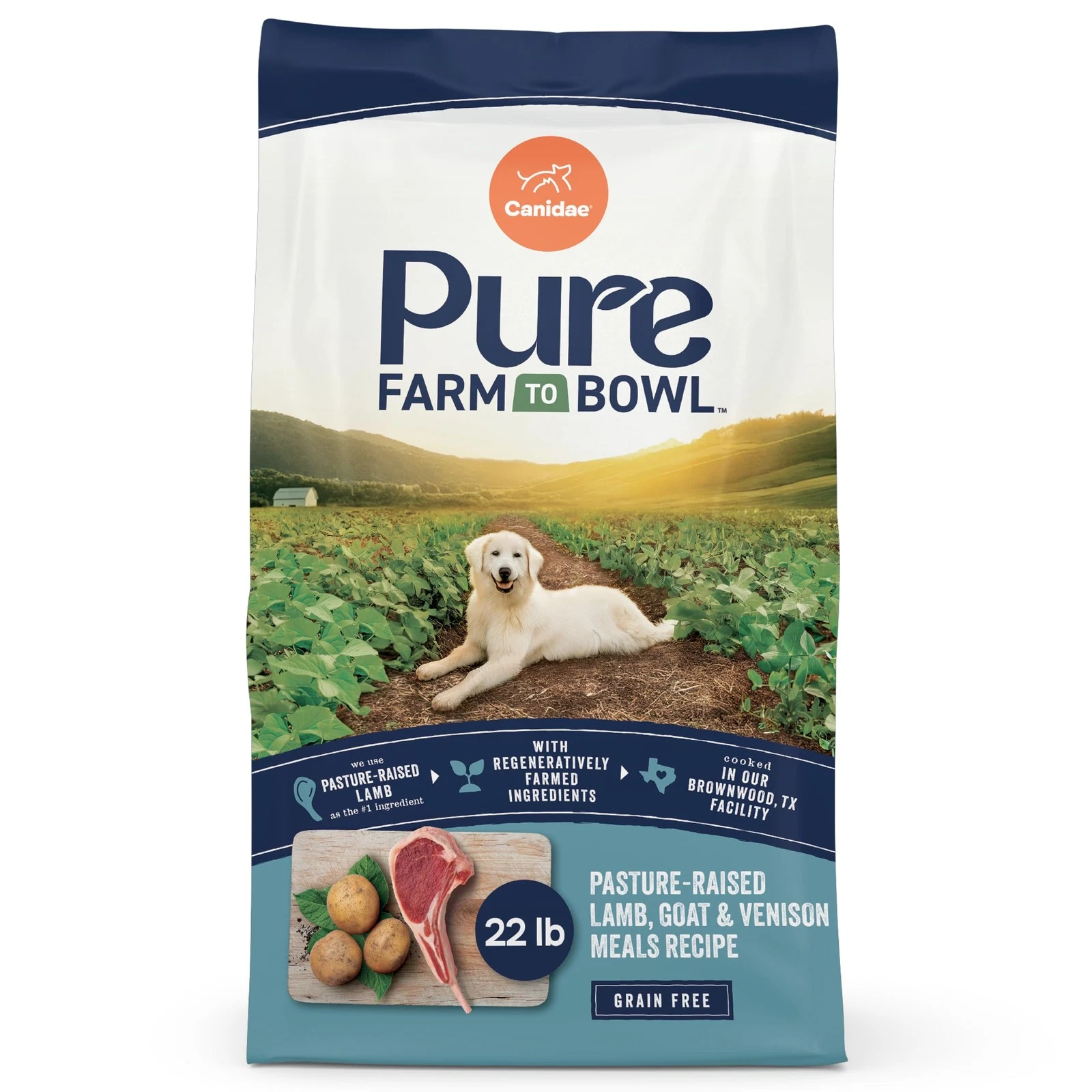 Canidae Pure Farm to Bowl Pasture-Raised 22 Pound (Pack of 1), Dog Food Dry