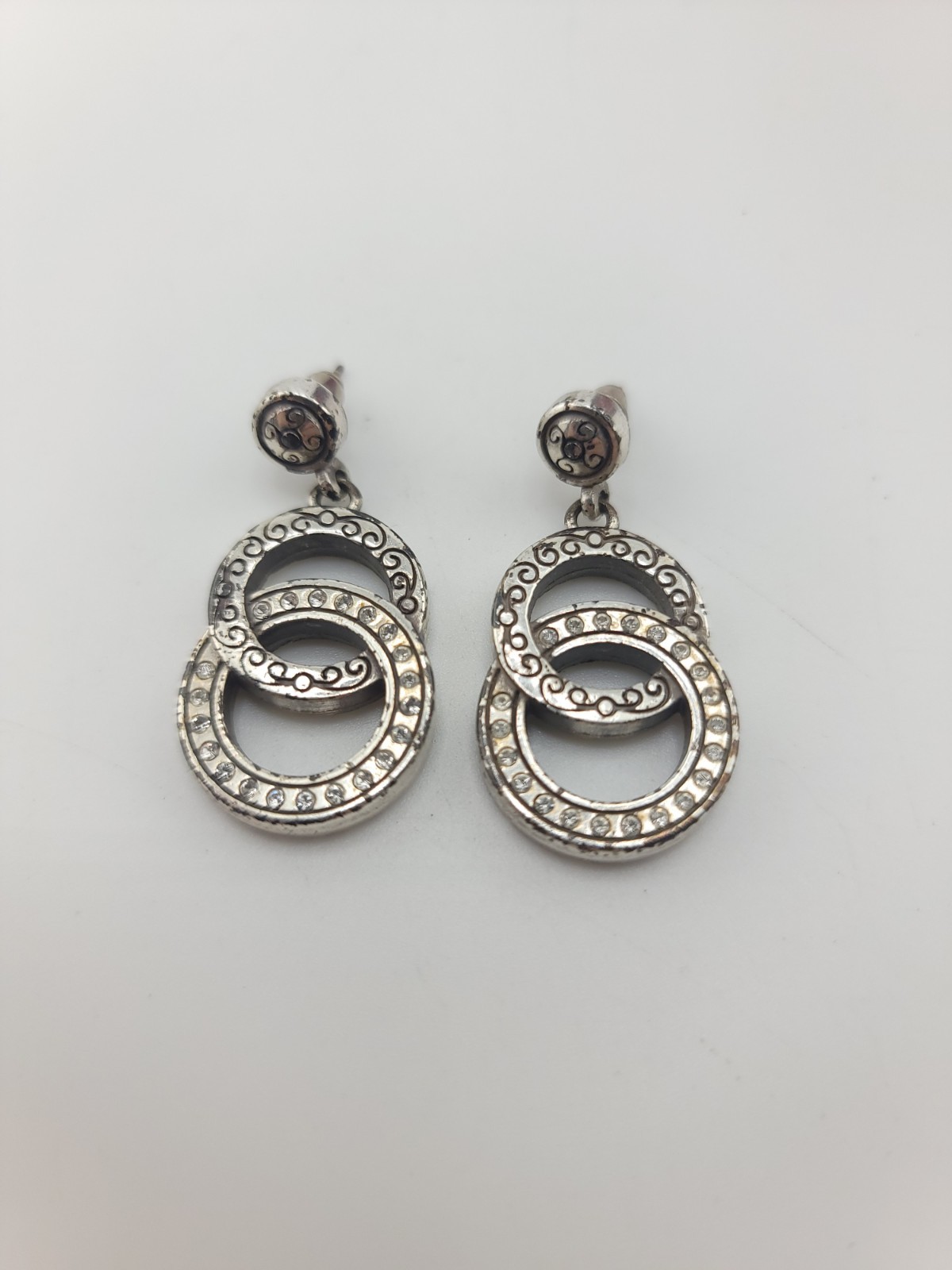 Brighton Signed Silver Tone Interlocking Circle D… - image 1