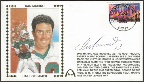 Dan Marino Signed Pro Football Hall Of Fame Gateway Stamp Cachet Miami Dolphins