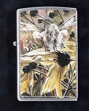 " Changeling " Fairy On Daisies Authentic Zippo Lighter Street Chrome 