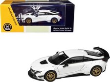 BMW i8 Liberty Walk White with Gold Wheels 1/64 Diecast Model Car by Paragon