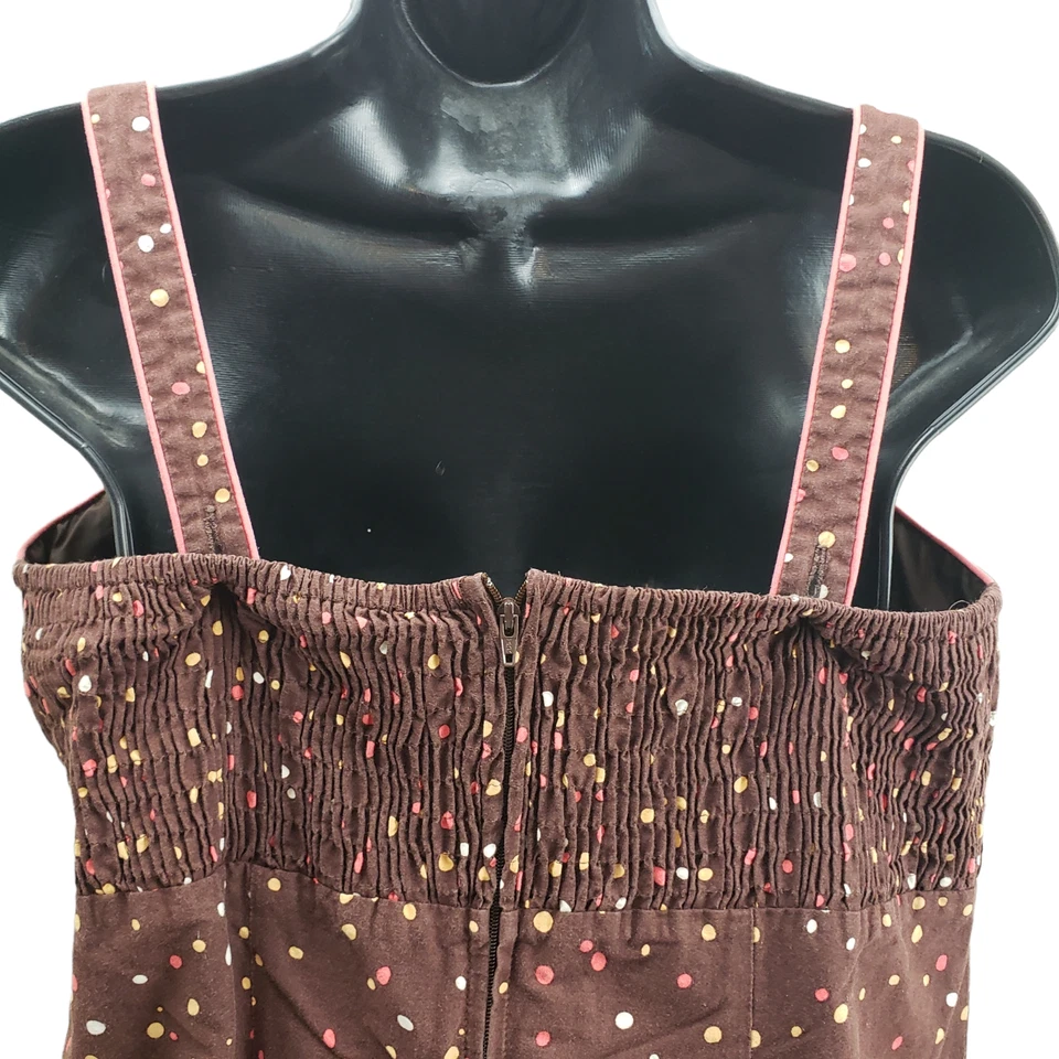R&K Originals Women's Dress Sz 10 Brown Pink Polka Dot Sleeveless Cotton - Image 4 of 4