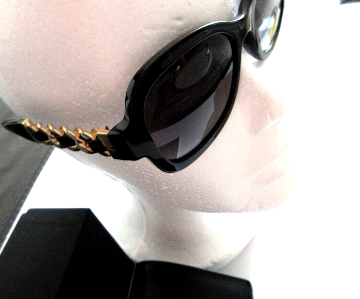 NEW CHANEL RECTANGLE Black SUNGLASSES 5465-Q Acetate 