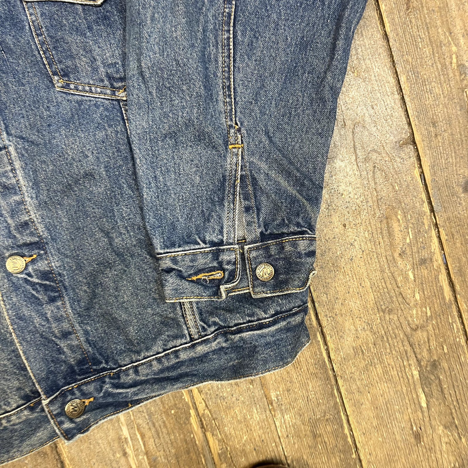 Marlboro Country Store Denim Jacket Vintage Biker Bomber Coat, Blue, Mens XL image 5