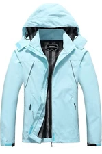 MOERDENG Women's Waterproof Rain Jacket Outdoor Lightweight Hooded Raincoat XXL