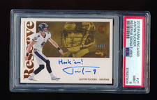 PSA 9 JUSTIN TUCKER 2018 PANINI ENCASED RESERVE SIGNATURES WITH INSCRIPTION #/50