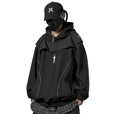 Cotton Division Men's Hooded Sweatshirt - Standard Fit, Noir/Kaki Color, Size XXL - View #9