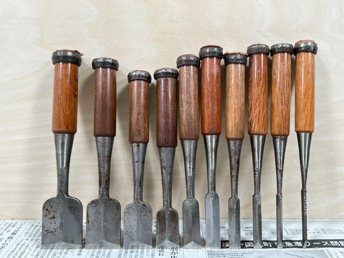 Vintage Japanese Chisel 10set Nomi /Hand Plane Saw Iron Hammer Hand Tool/d51 - Picture 14 of 24