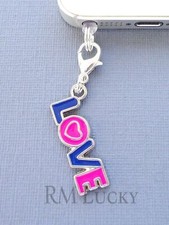 Love cell phone Charm Tag Anti Dust Proof Plug ear jack cap C190
