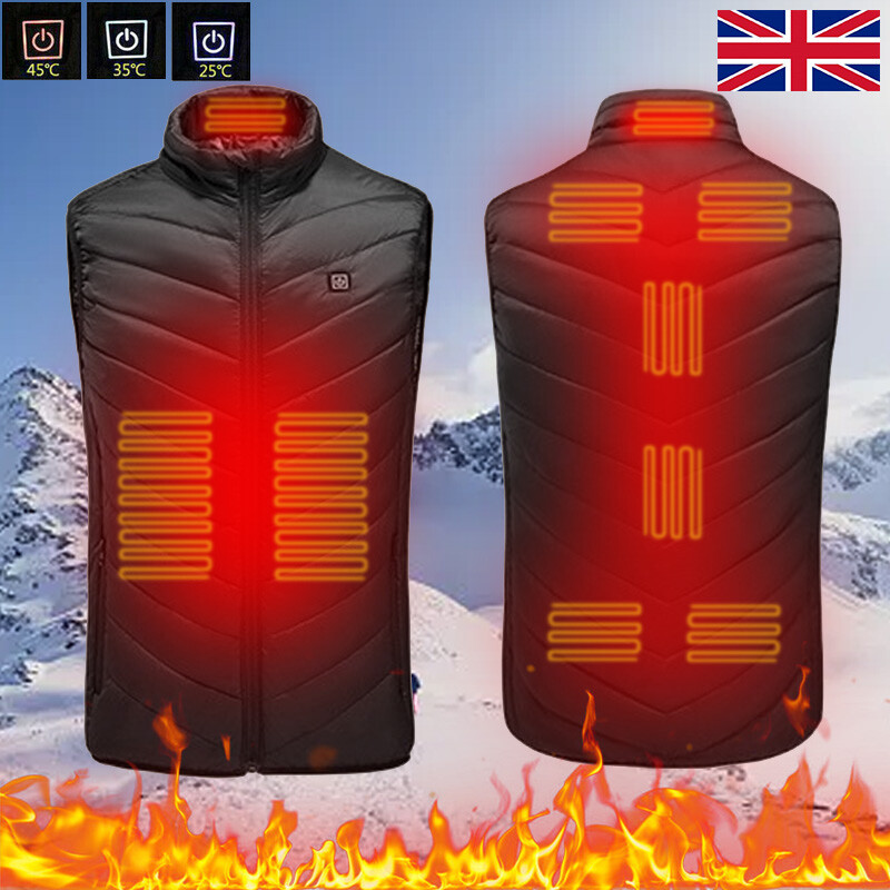 Men USB Electric Heated Vest 9 Zone Warm Up Heating Pad Cloth Body