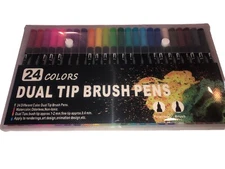 Dual Tip Brush Pens, 24 Colors Art Markers with Fine & Brush Tip
