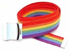 1.25" WIDE HEAVY DUTY RAINBOW CANVAS ADJUSTABLE ONE SIZE MILITARY STYLE BELT