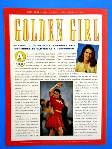 Katarina Witt Coca Cola 2 Ads & Write Up Original Print Ad 8.5 x 11' - Picture 5 of 8