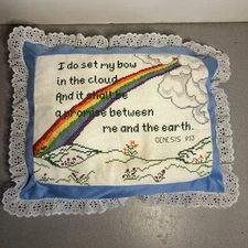 "I Do Set My Bow In The Cloud ..." Tapestry Throw Pillow Butterfly 9“ x 12"