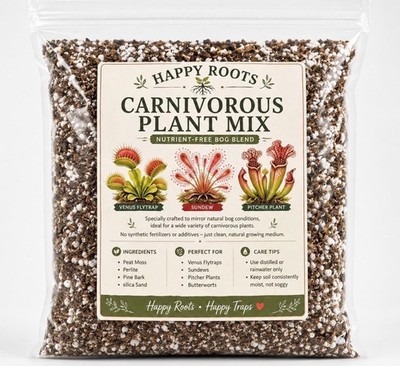 Happy Roots Carnivorous Plant Mix | Nutrient-Free Bog Blend Soil 1.25 Quarts