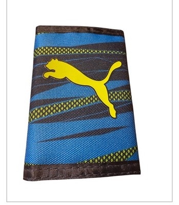 PUMA Youth Rise Rebel Trifold Wallet.  Blue And Yellow.