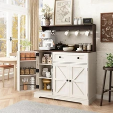 WHITE COFFEE BAR CABINET KITCHEN BUFFET STORAGE SIDEBOARD BREAKFAST STATION