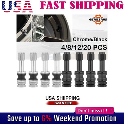 #ad Black Chrome TR48 Bolt On Tire Valve Stem Metal High Pressure Flush W Stem Buky $12.29