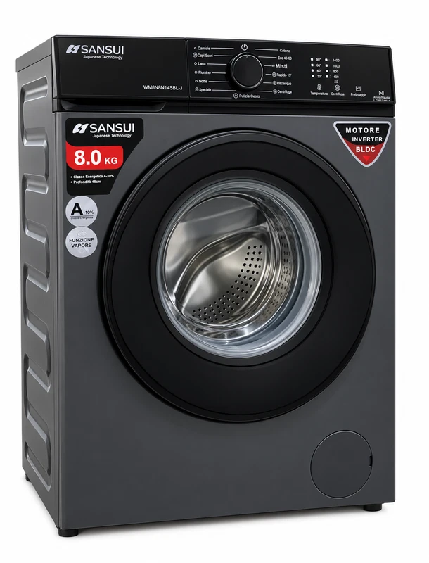 Lavatrice 8 Kg SANSUI 1200 Giri SLIM STRETTA 45 CM 11 Programmi Rapido OFFERTA, fotografia 6 di 10