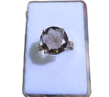 Rauchquarz facettiert Ring 925 Silber 10,5 mm Gr. 53 Nr. B10558