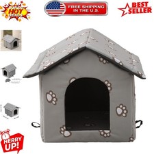 Feral Cat Shelter - Weatherproof Cat House with Easy Access Transparent Curtain