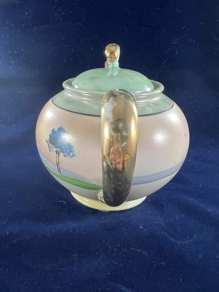 10 piece Vintage Hand Painted Japanese Lusterware Porcelain Tea/Snack Set - Image 3 of 4