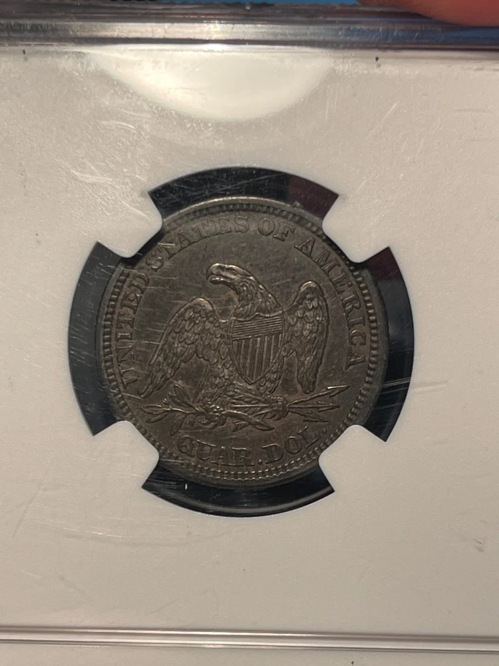 1861-P SEATED LIBERTY QUARTER  Nice Original    NGC AU-55 - Image 3 of 4