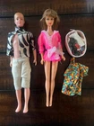 Vintage Barbie and Ken with clothes & shoe bag