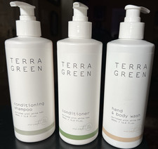 3 Bottle Bundle Terra Green SHAMPOO, CONDITIONER BODY WASH 12.17oz White Tea