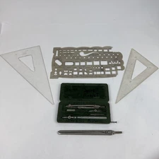 VINTAGE DIETZGEN US ZONE GERMANY MADE 1202-N DRAWING DRAFTING SET & Charvos USA