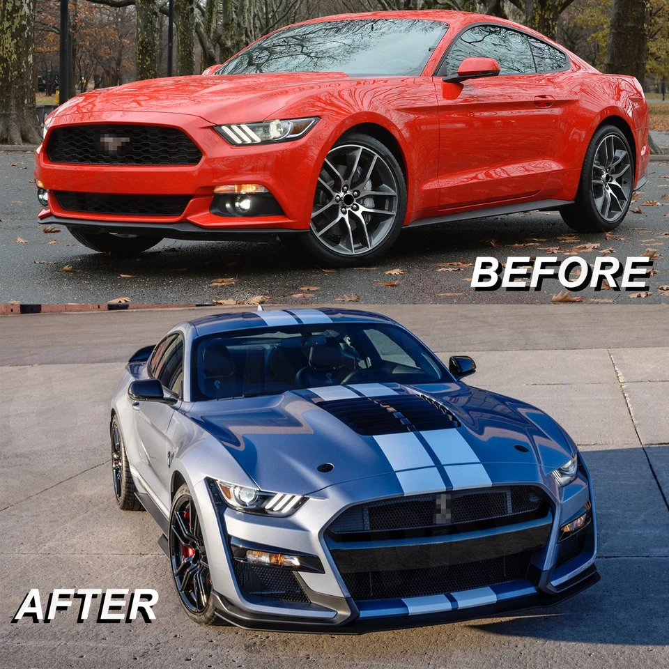 Upgrade Front Bumper Kit Facelift GT500 Shebly Style For 2015-2017 Ford Mustang Foto 3 de 4