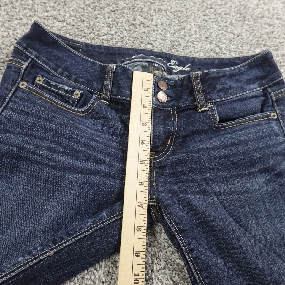 American Eagle Jeans Womens 4 Dark Blue Denim Low Rise Artist Flare Stretch Flex - Image 4 of 4