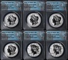 2022 Fiji Morgan & Peace Dollar Privy Mark 6-Coin Set ANACS Rev PF70 1st - ST...