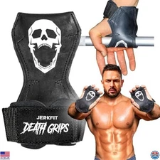 JerkFit Death Grips Premium Lifting Straps - Heavy-Duty Rubber PVC & Neoprene
