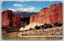 Pikes Peak Through the Gateway of the Garden of the Gods Colorado Postcard