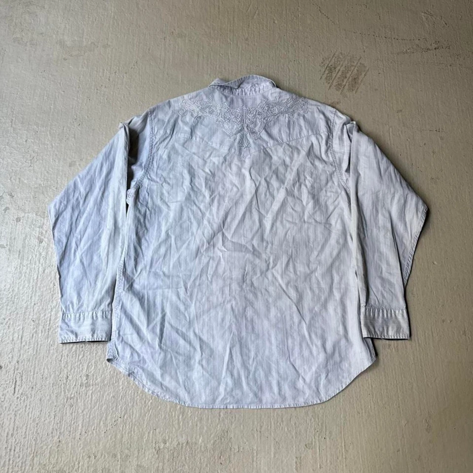 Guess Y2K Grey Snap Button Up Men's XL Dress Shirt Embellished - Image 2 of 4