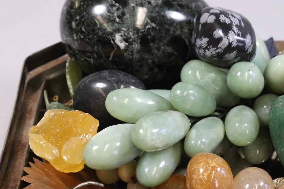 Konvolut Zierfrüchte Steine aus Halbedelstein ua Jade Rosenquarz   (GV539) - Bild 3 von 4