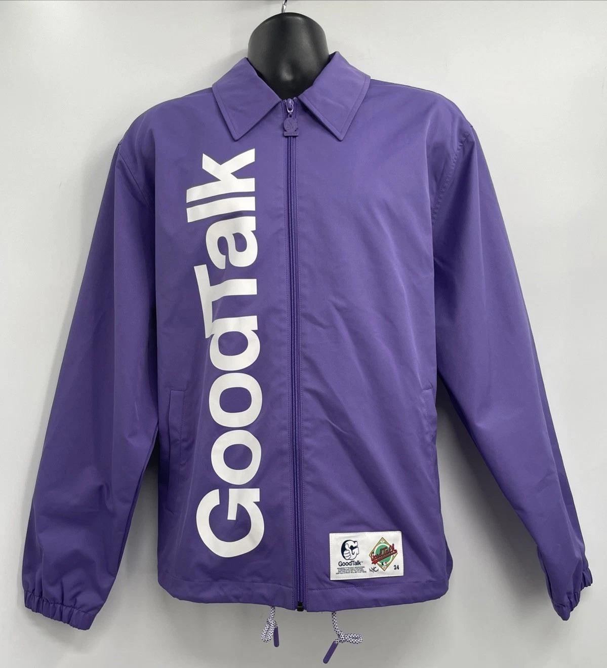 GoodTalk Men's Printed Art Front Long Sleeve Purple Coaches Jacket Size XL