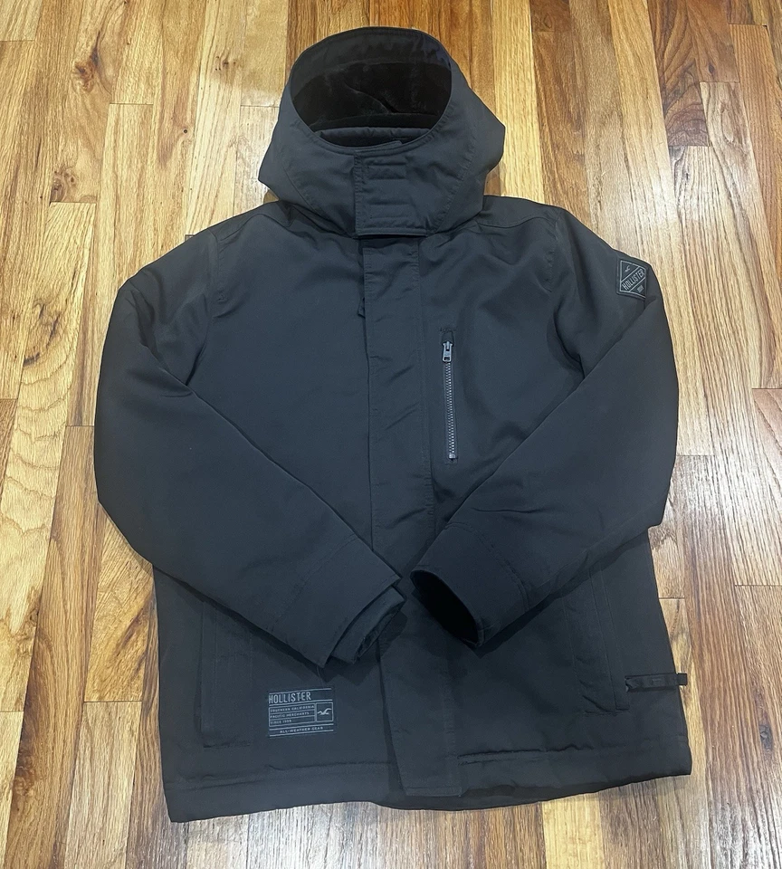 Hollister Co.  Jacket Mens S Black  Parka Hooded All Weather Collection Winter - Image 3 of 4