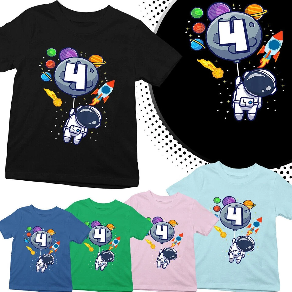 Tshirt Personnalisé Astronaute Anniversaire Enfant Space Rocket Garçons... - Photo 1/1