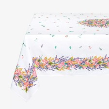 French Provencal Coated Tablecloth Roses Lavender - 59X118 Made in France