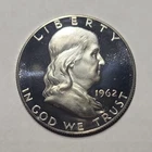 1962 Franklin Half Dollar 50C Uncirculated Proof Silver Coin 0.9 Fineness
