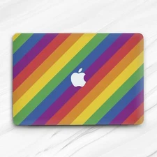 Lgbt Rainbow Colorful Diagonal Stripes Hard Case For Macbook Air 13 Pro 16 13 15