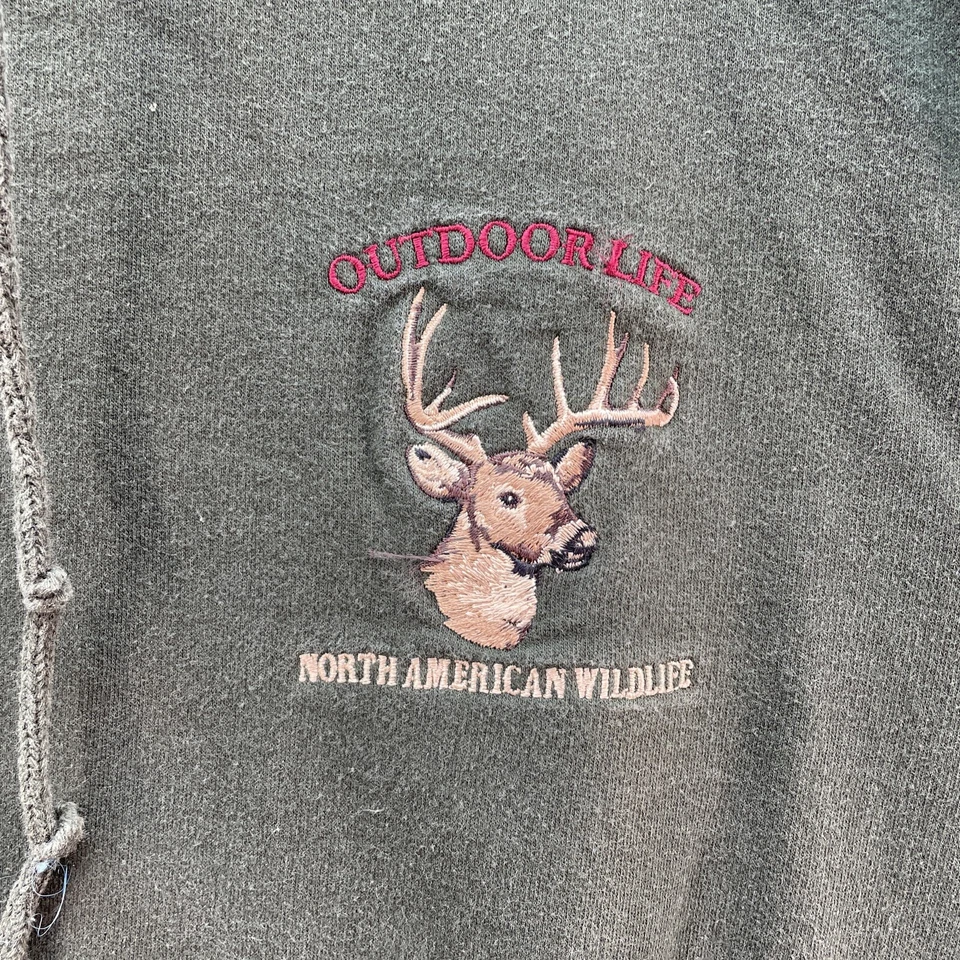 Outdoor Life Hoodie Men’s Size XL Green Kangaroo Pocket North American Wildlife  - Image 2 of 4