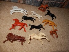 LOT OF 11 VINTAGE 1950'S FARM ANIMALS HORSES RUBBER AND PLASTIC