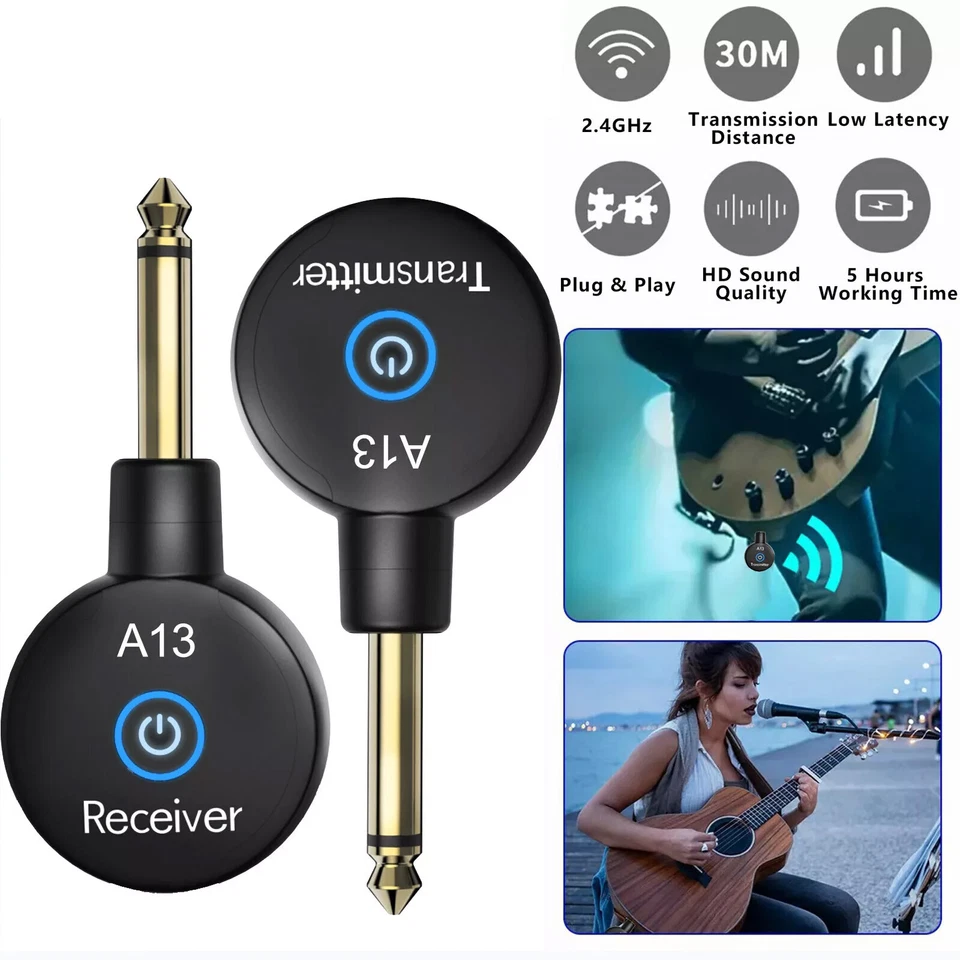 Audio Wireless Guitar Transmitter Receiver for Guitar Bass Electric Instrument95 - Image 4 of 4