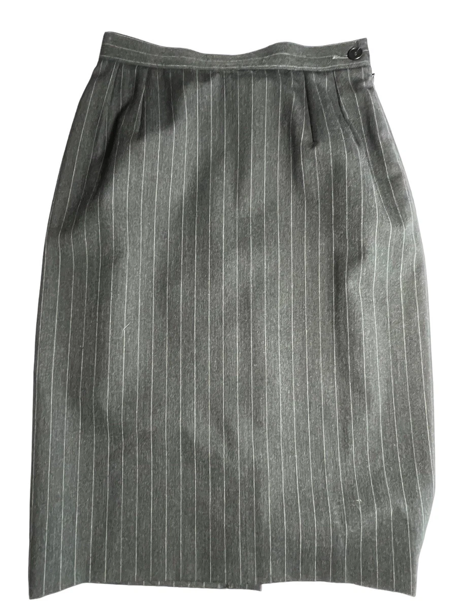 Saint Laurent striped-wool pencil skirt - Black