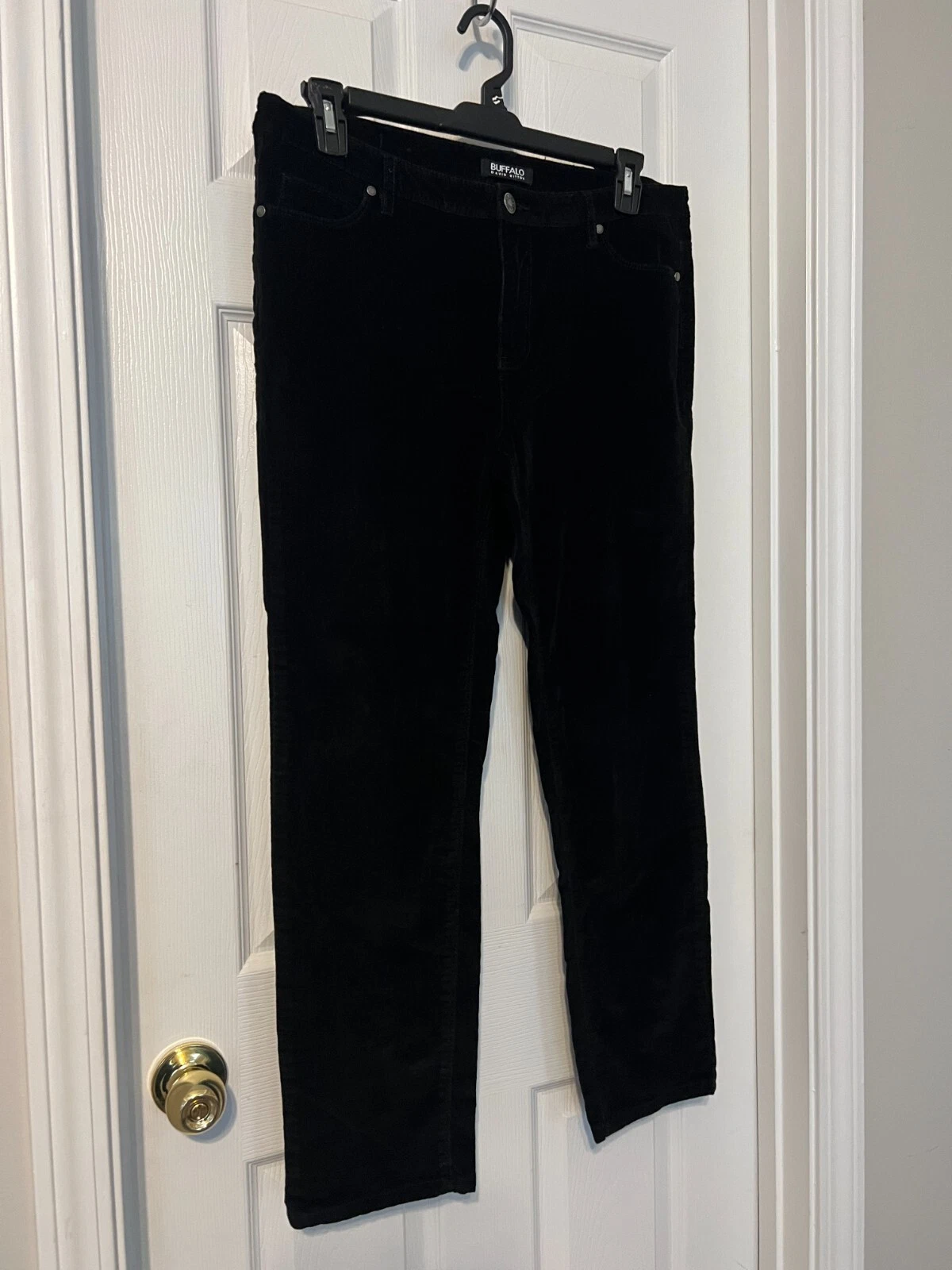 BUFFALO DAVID BITTON Women's Supreme Mid Rise Black Corduroy Skinny Size 14/34